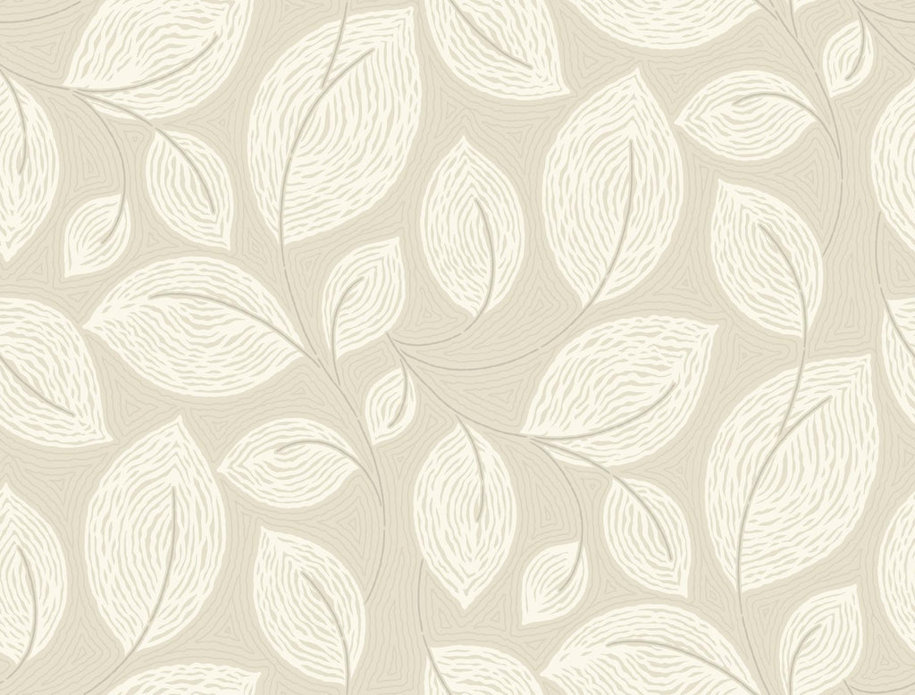 Candice Olson Sand Contoured Leaves Beige Wallpaper