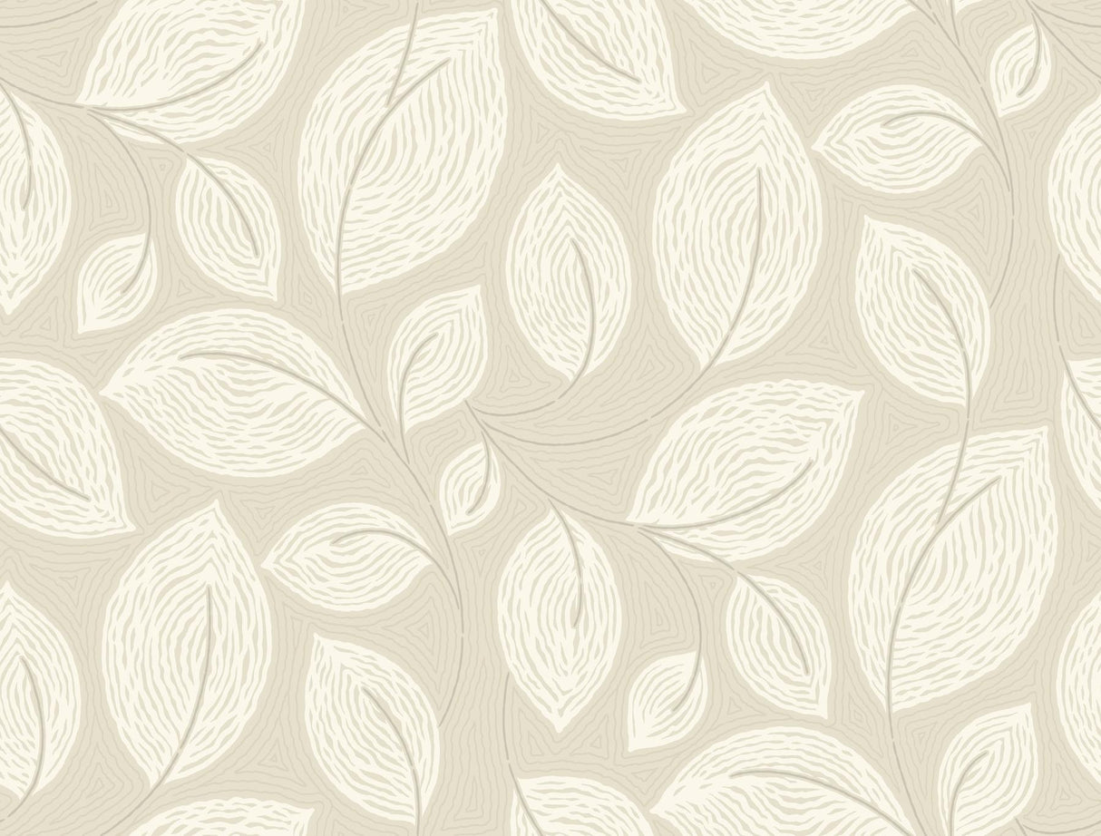 Candice Olson Sand Contoured Leaves Beige Wallpaper