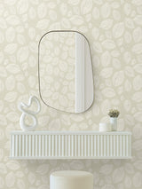 Candice Olson Sand Contoured Leaves Beige Wallpaper