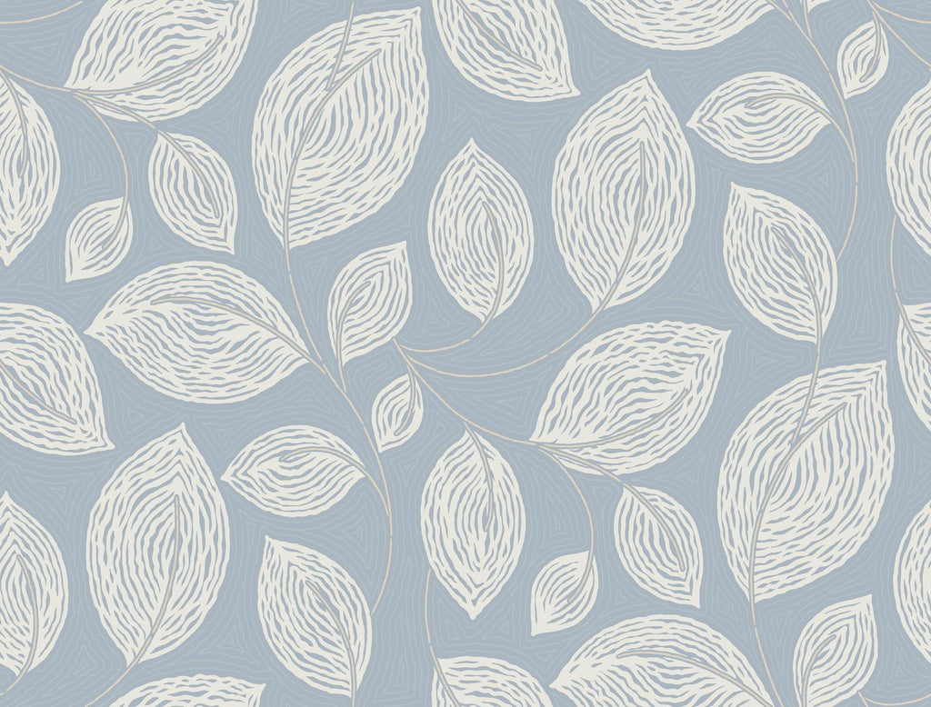 Candice Olson Indigo Blue Contoured Leaves Blue Wallpaper