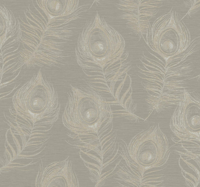 Candice Olson Mink Regal Peacock Grey Wallpaper