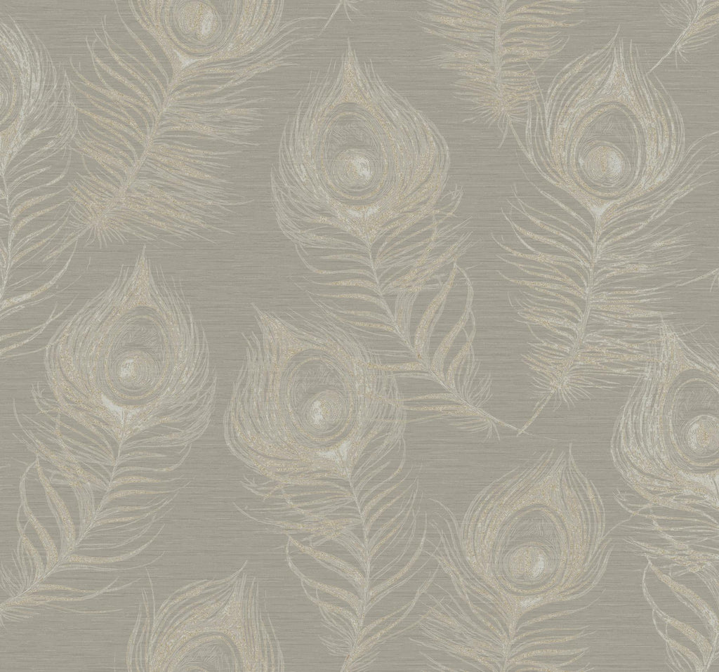 Candice Olson Mink Regal Peacock Grey Wallpaper