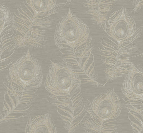Candice Olson Mink Regal Peacock Grey Wallpaper