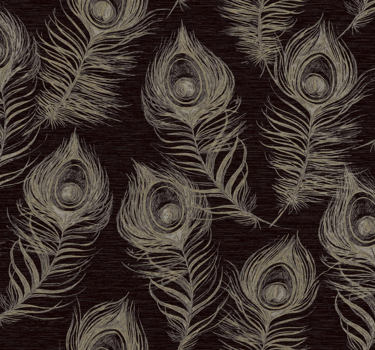 Candice Olson Black Regal Peacock Black Wallpaper