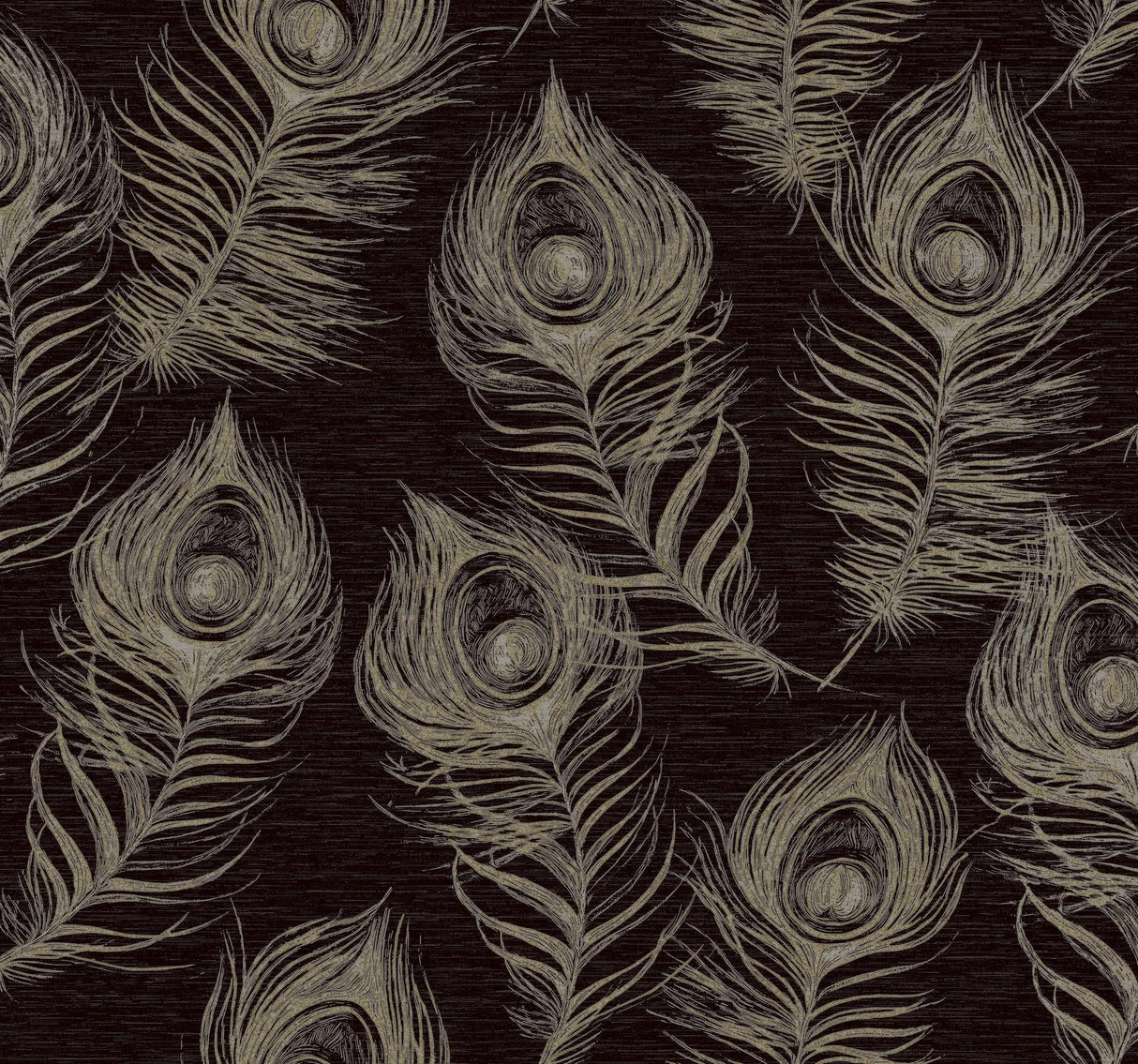 Candice Olson Black Regal Peacock Black Wallpaper