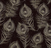Candice Olson Regal Peacock Black Wallpaper