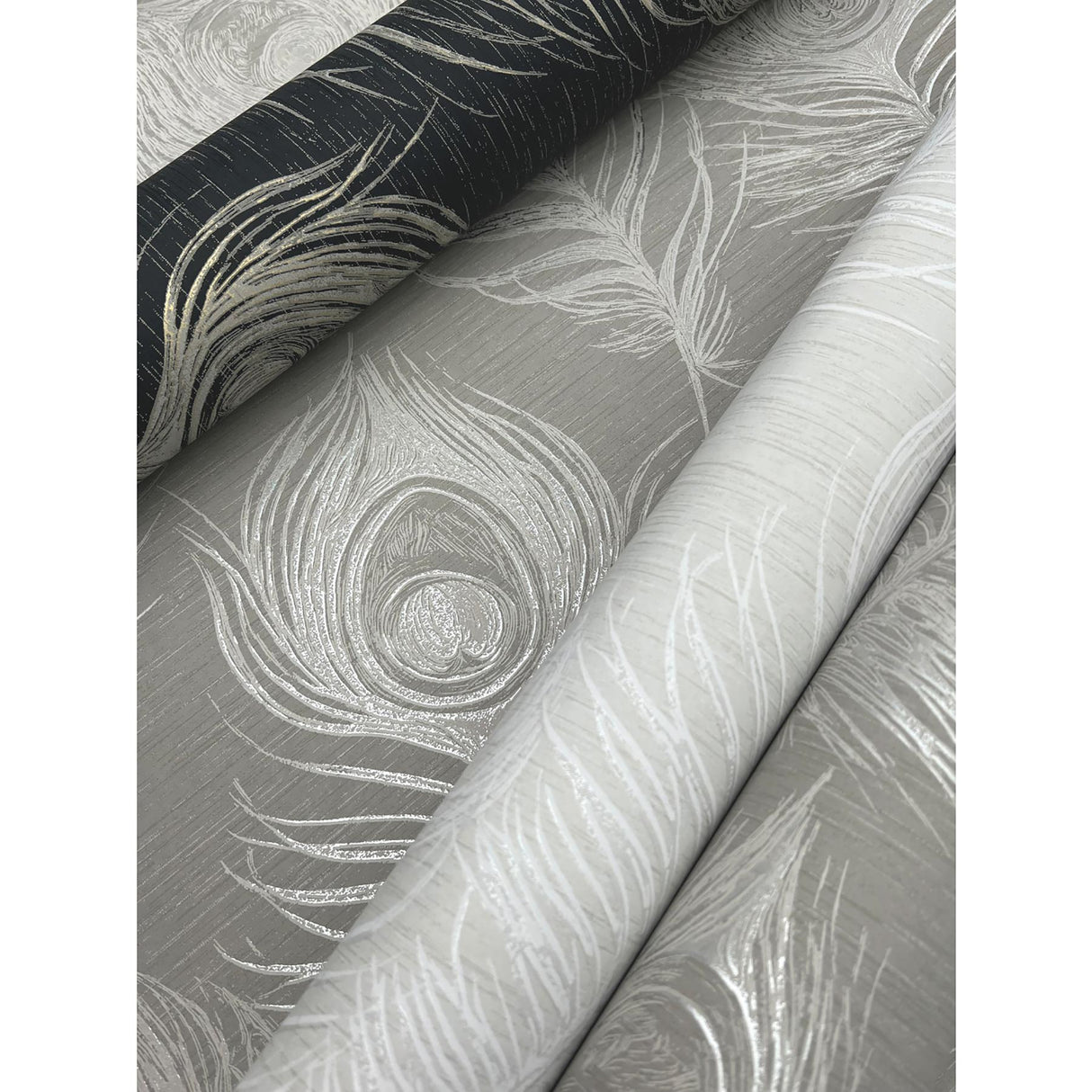 Candice Olson White Regal Peacock White & Off-White Wallpaper