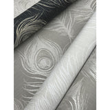 Candice Olson White Regal Peacock White & Off-White Wallpaper