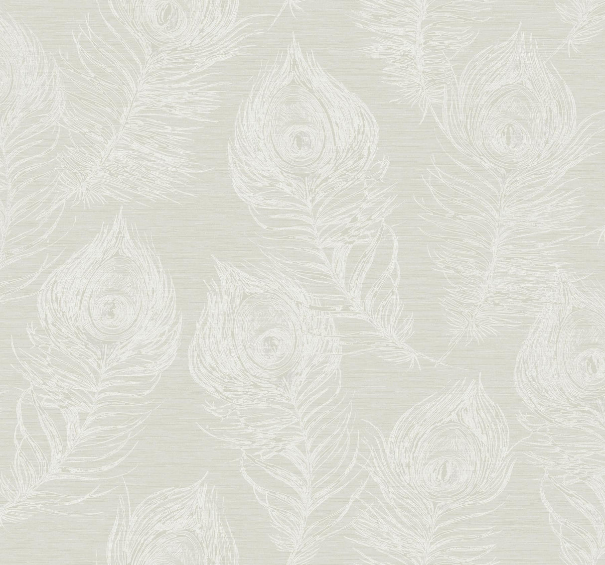 Candice Olson White Regal Peacock White & Off-White Wallpaper
