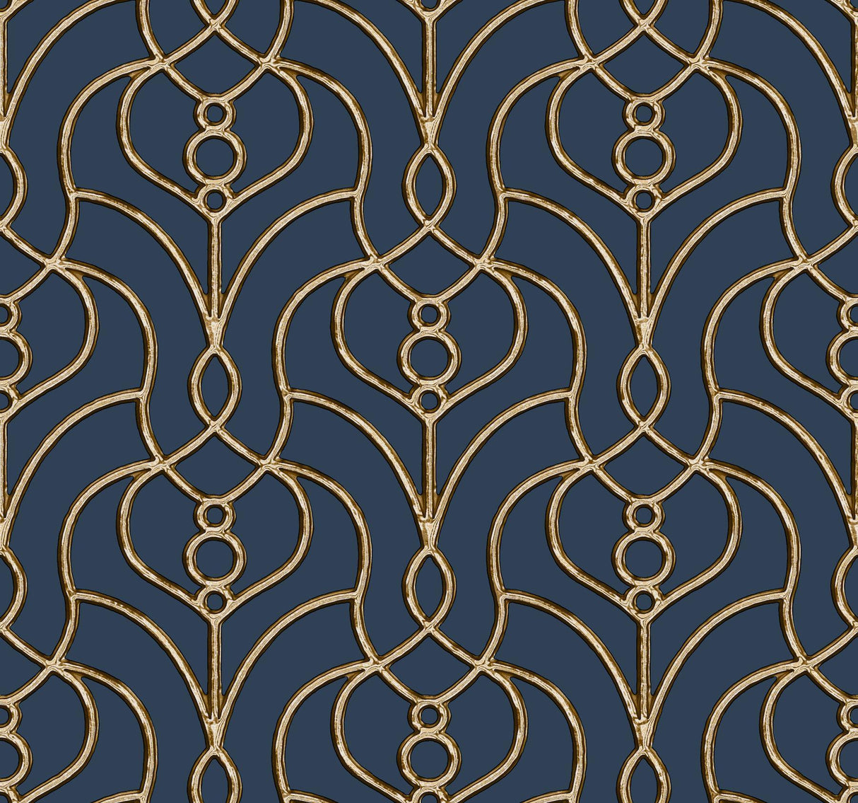 Candice Olson Navy Divine Trellis Blue Wallpaper