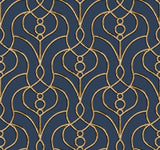 Candice Olson Navy Divine Trellis Blue Wallpaper
