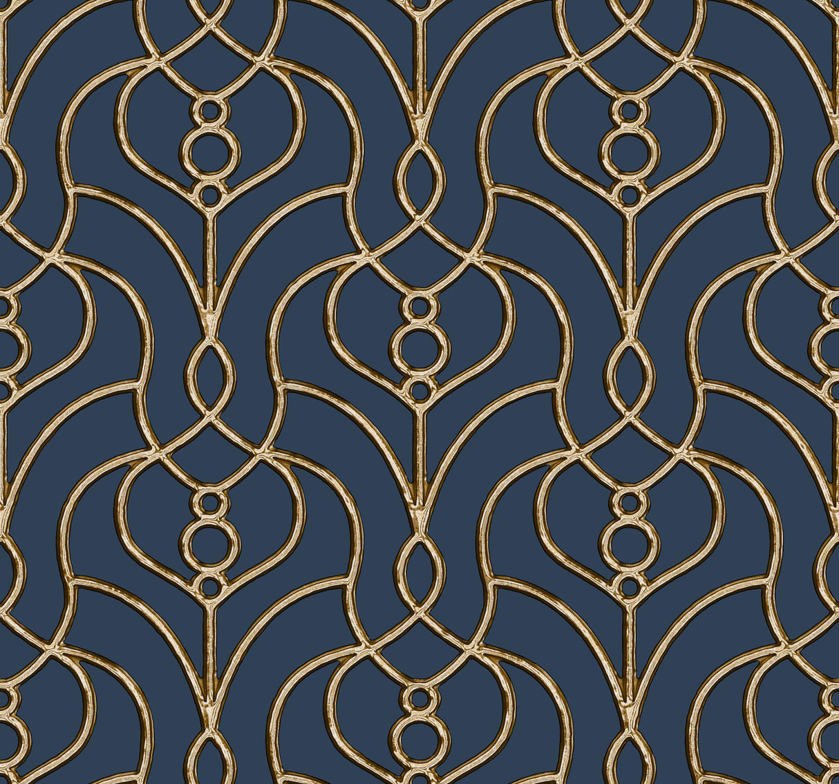 Candice Olson Navy Divine Trellis Blue Wallpaper