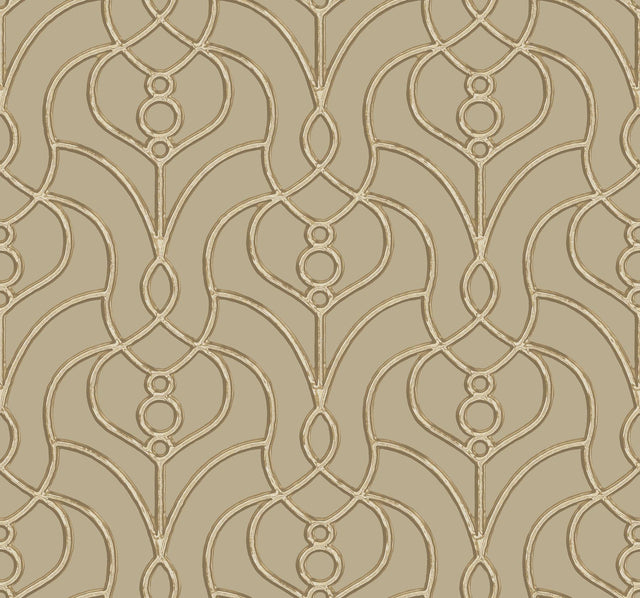 Candice Olson Taupe Divine Trellis Brown Wallpaper