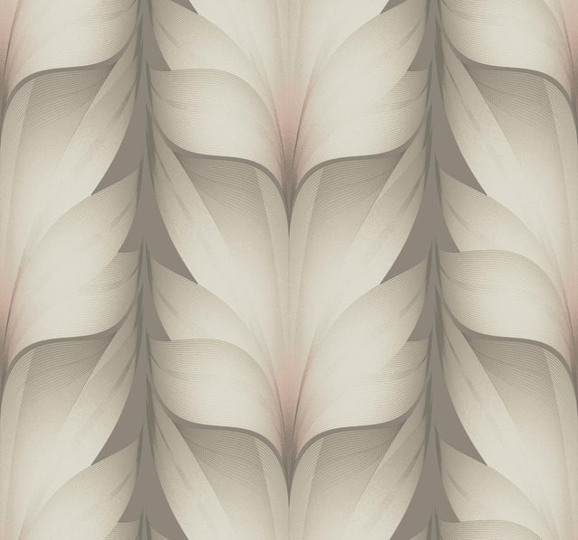 Candice Olson Taupe & Blush Lotus Light Stripe Brown Wallpaper