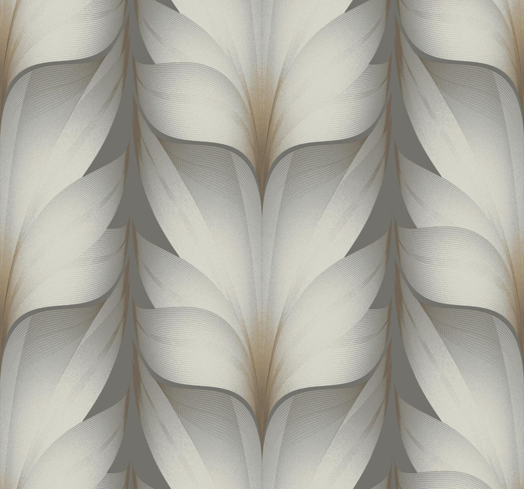 Candice Olson Charcoal Lotus Light Stripe Grey Wallpaper