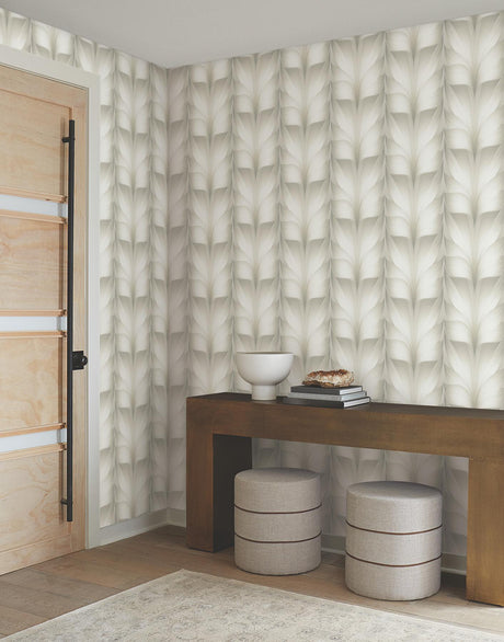 Candice Olson White Lotus Light Stripe White & Off-White Wallpaper