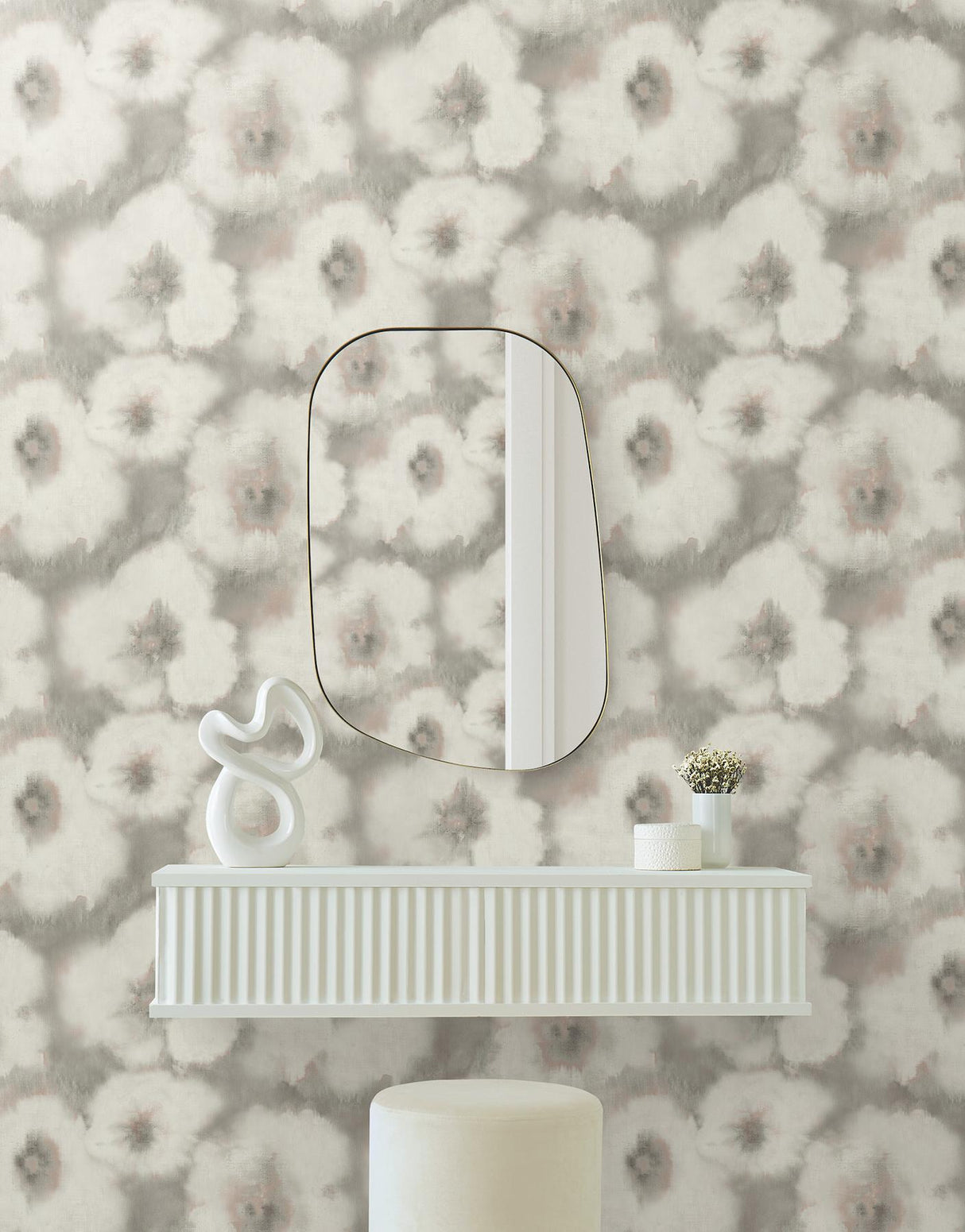 Candice Olson Clay Blended Floral Grey Wallpaper