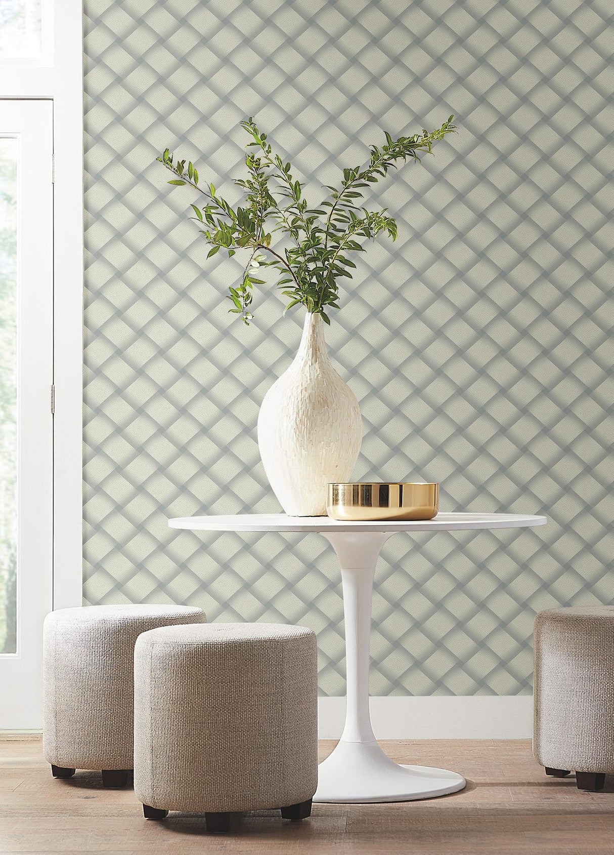 Candice Olson Smokey Blue Bayside Basket Weave Blue Wallpaper