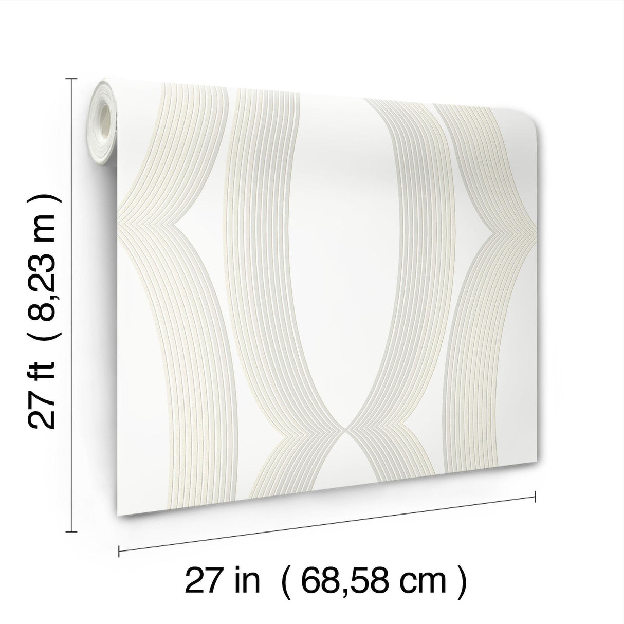 Candice Olson White Progression Ogee White & Off-White Wallpaper