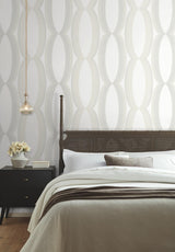 Candice Olson White Progression Ogee White & Off-White Wallpaper