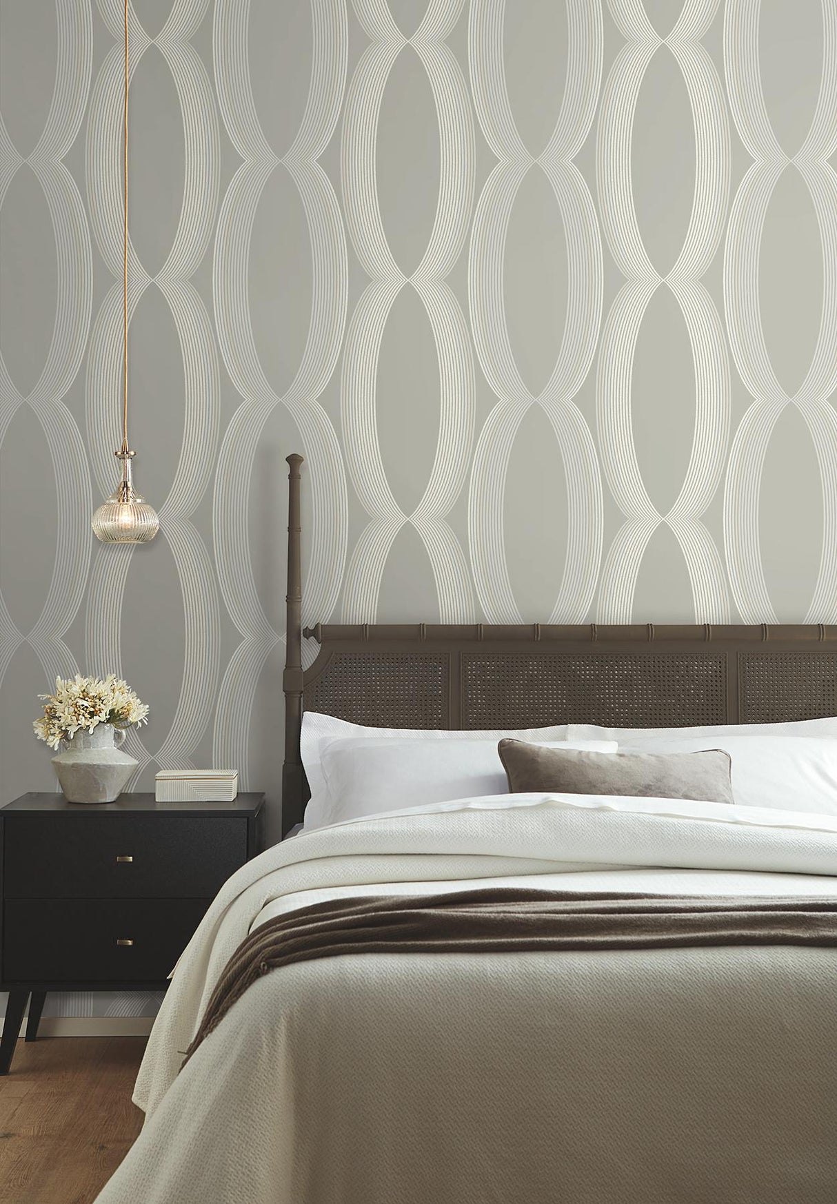 Candice Olson Light Neutral Progression Ogee Grey Wallpaper