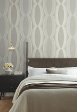 Candice Olson Light Neutral Progression Ogee Grey Wallpaper