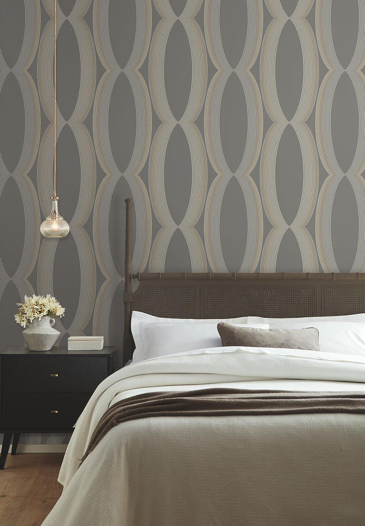 Candice Olson Charcoal Progression Ogee Grey Wallpaper