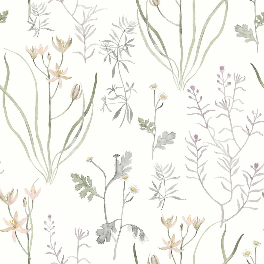 York Lavender Alpine Botanical Peel & Stick Purple Wallpaper