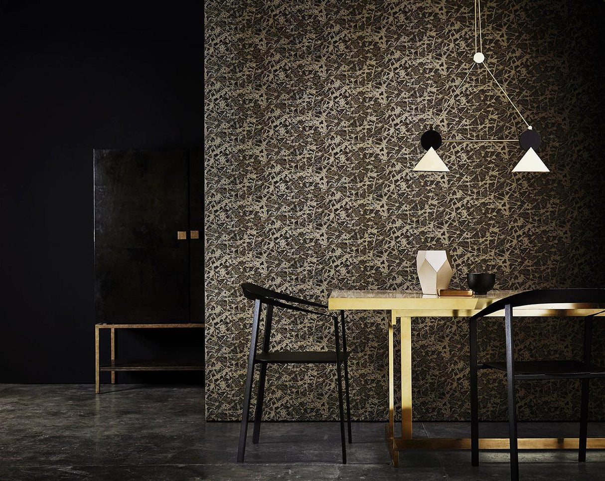 Harlequin Shatter Gold/Zinc Wallpaper