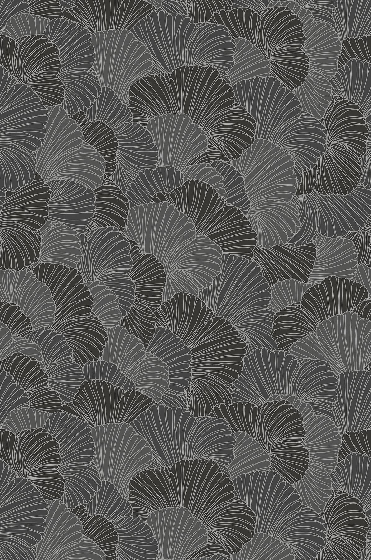 Brewster Home Fashions Petals Charcoal Grey Wall Mural