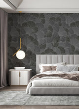 Brewster Home Fashions Petals Charcoal Grey Wall Mural