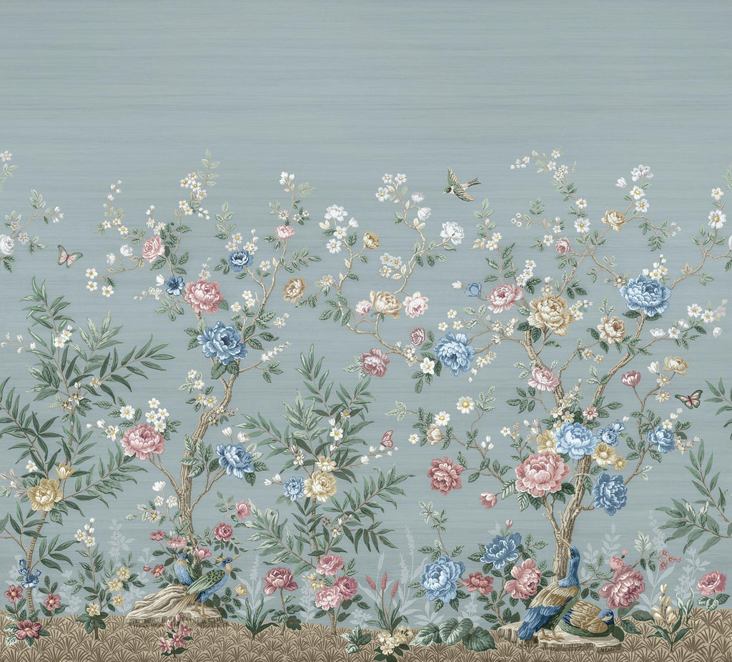 Brewster Home Fashions Winter Chinoiserie Robin's Egg Blue Wall Mural