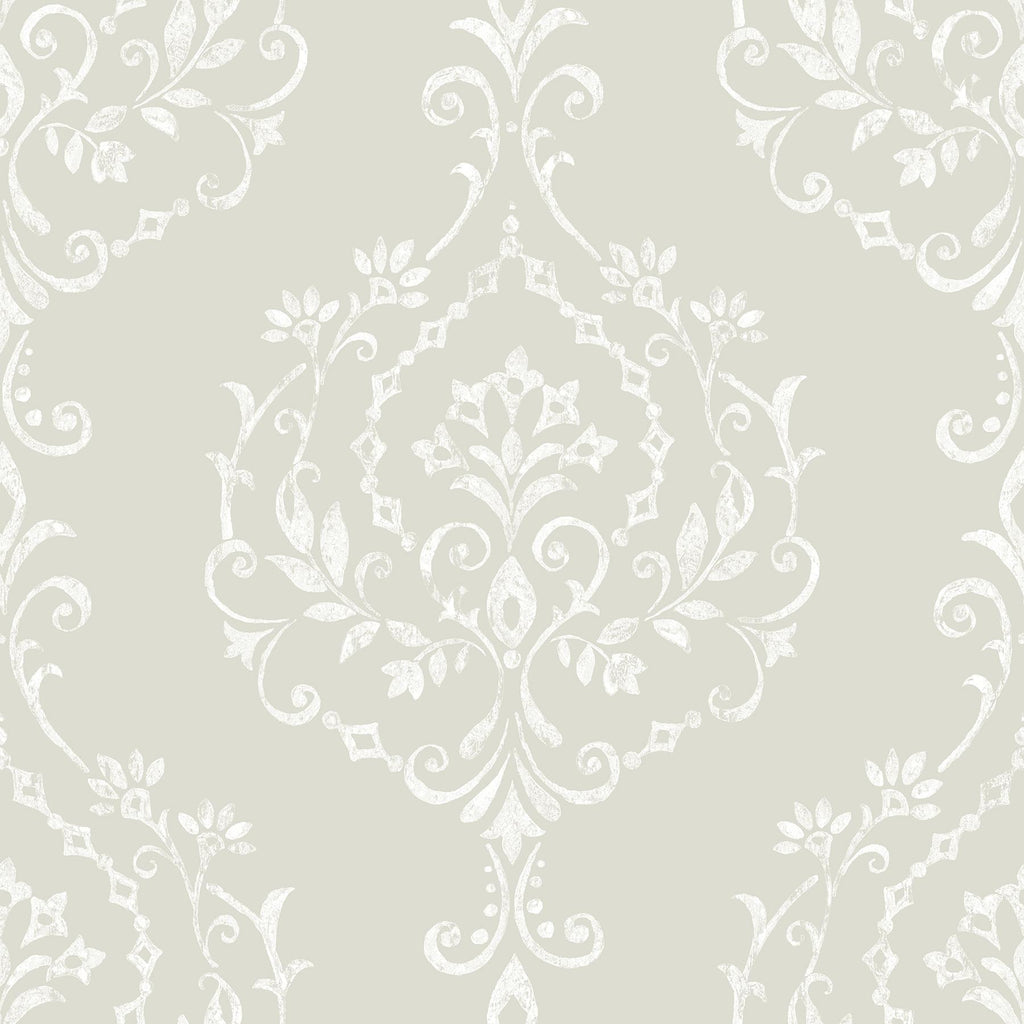 RoomMates Taupe New Damask Peel & Stick Neutral Wallpaper