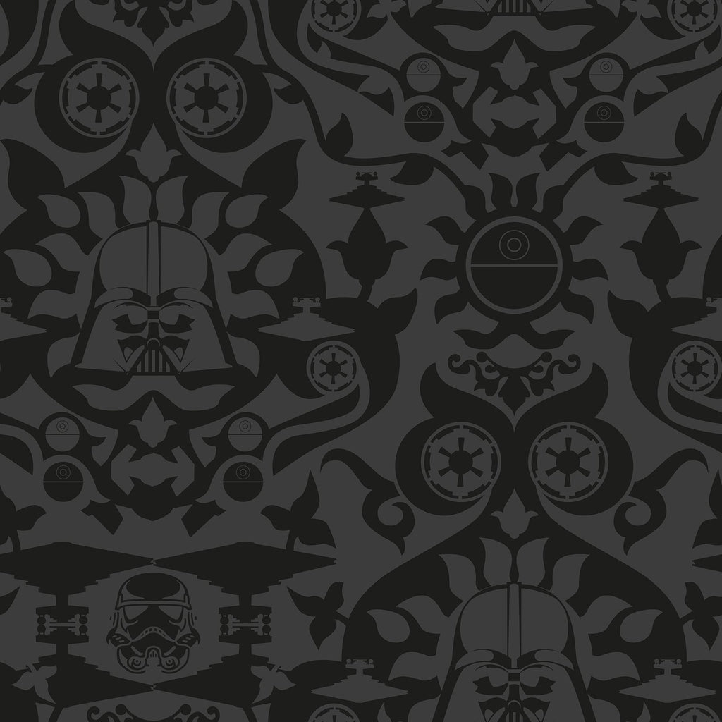 RoomMates Charcoal Star Wars The Dark Side Damask Peel & Stick Black Wallpaper