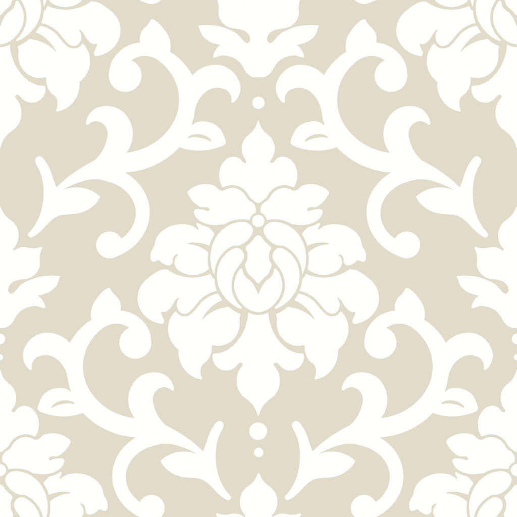 RoomMates Taupe Damask Peel & Stick Neutral Wallpaper