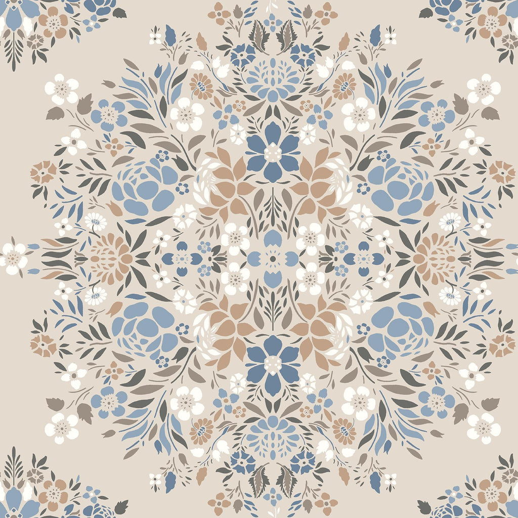 RoomMates Taupe Medallion Floral Peel & Stick Neutral Wallpaper