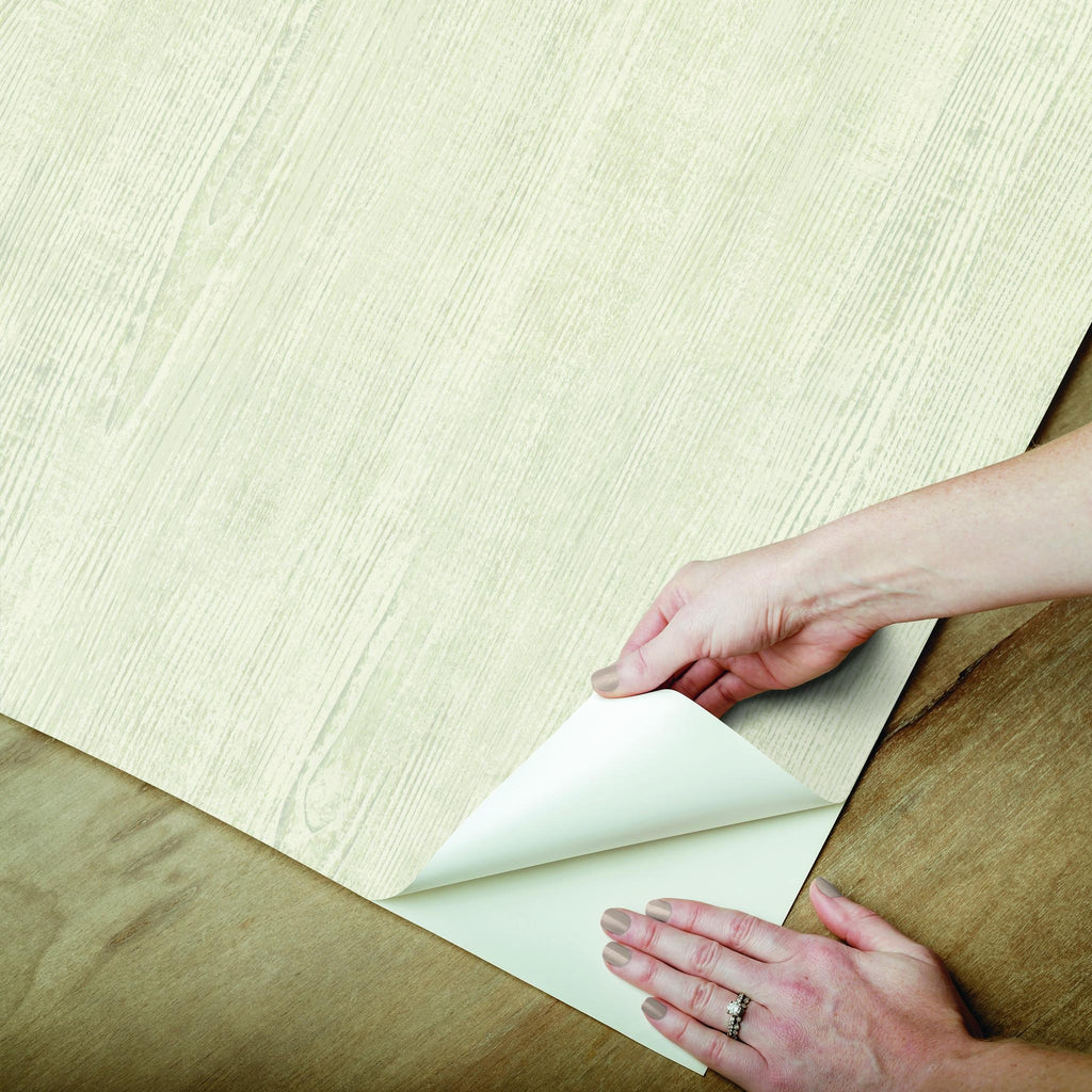 RoomMates Cream Dimensional Natural Wood Peel & Stick Off-White Wallpaper
