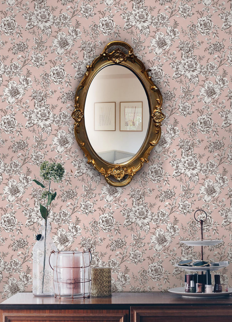 RoomMates Pink Winifred Peel & Stick Pink Wallpaper