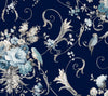 York Parrots With Floral Bouquets Peel And Stick Black Wallpaper