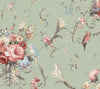 York Parrots With Floral Bouquets Peel And Stick Green Wallpaper