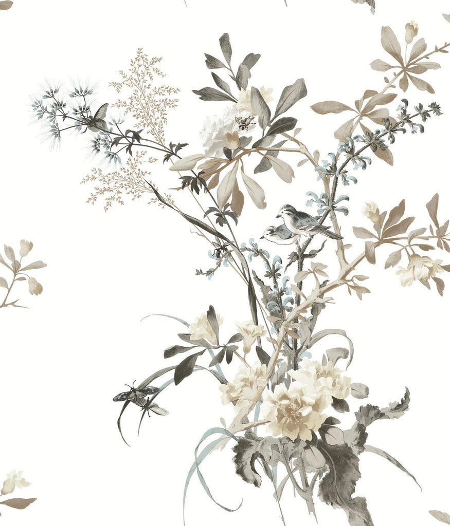 York Neutral & Jade Wild Flowers Peel & Stick Beige Wallpaper