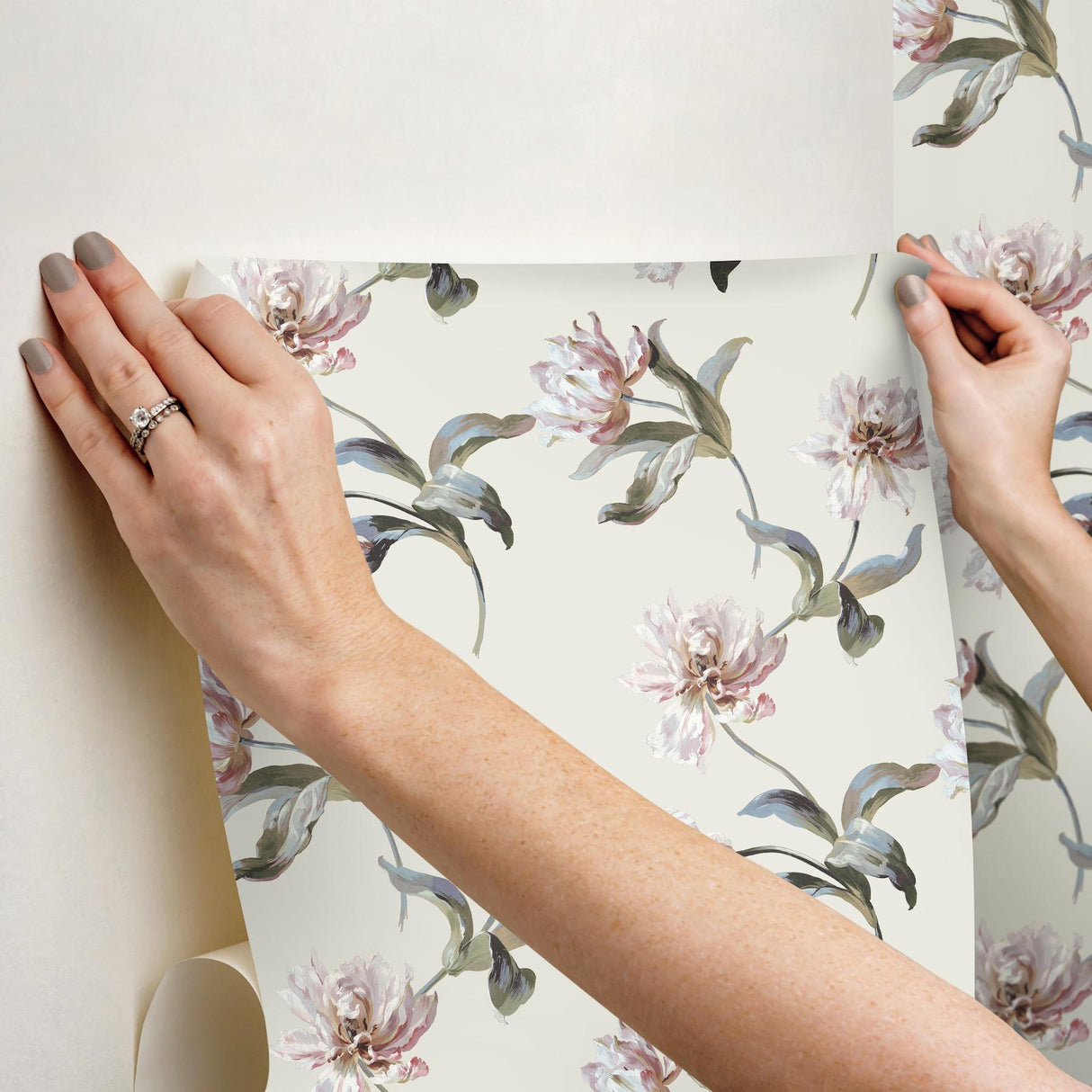York Neutral Large Parrot Tulip Peel & Stick Beige Wallpaper