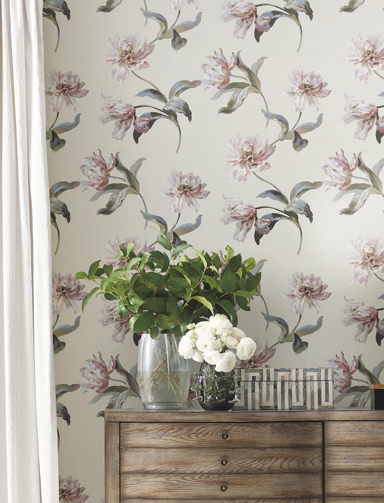 York Neutral Large Parrot Tulip Peel & Stick Beige Wallpaper