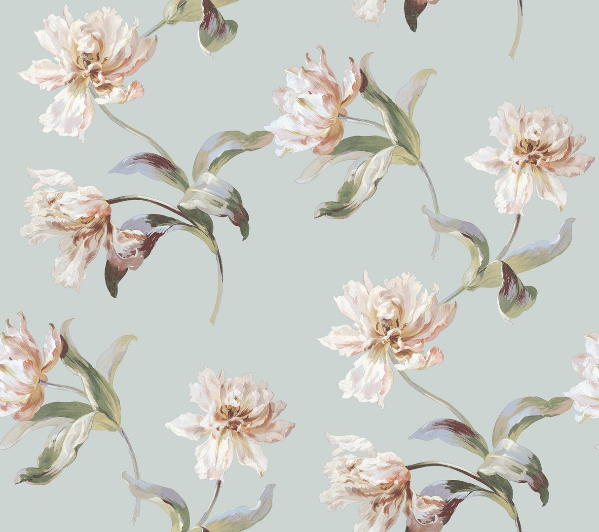 York White & Pink Large Parrot Tulip Peel & Stick Pink Wallpaper