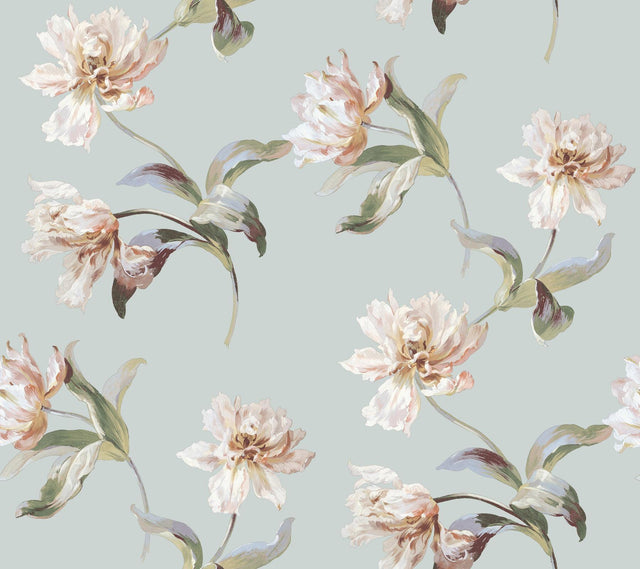 York White & Pink Large Parrot Tulip Peel & Stick Pink Wallpaper