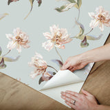 York White & Pink Large Parrot Tulip Peel & Stick Pink Wallpaper