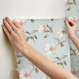 York White & Pink Large Parrot Tulip Peel & Stick Pink Wallpaper