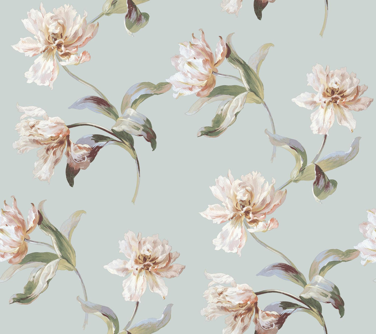 York White & Pink Large Parrot Tulip Peel & Stick Pink Wallpaper