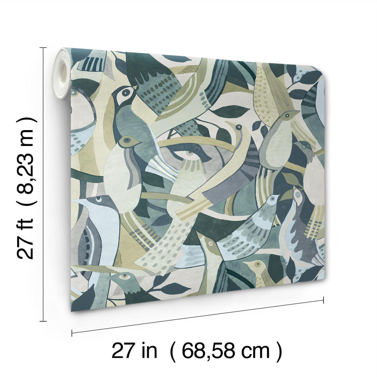 York Green Fauvist Flock Green Wallpaper