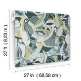 York Green Fauvist Flock Green Wallpaper